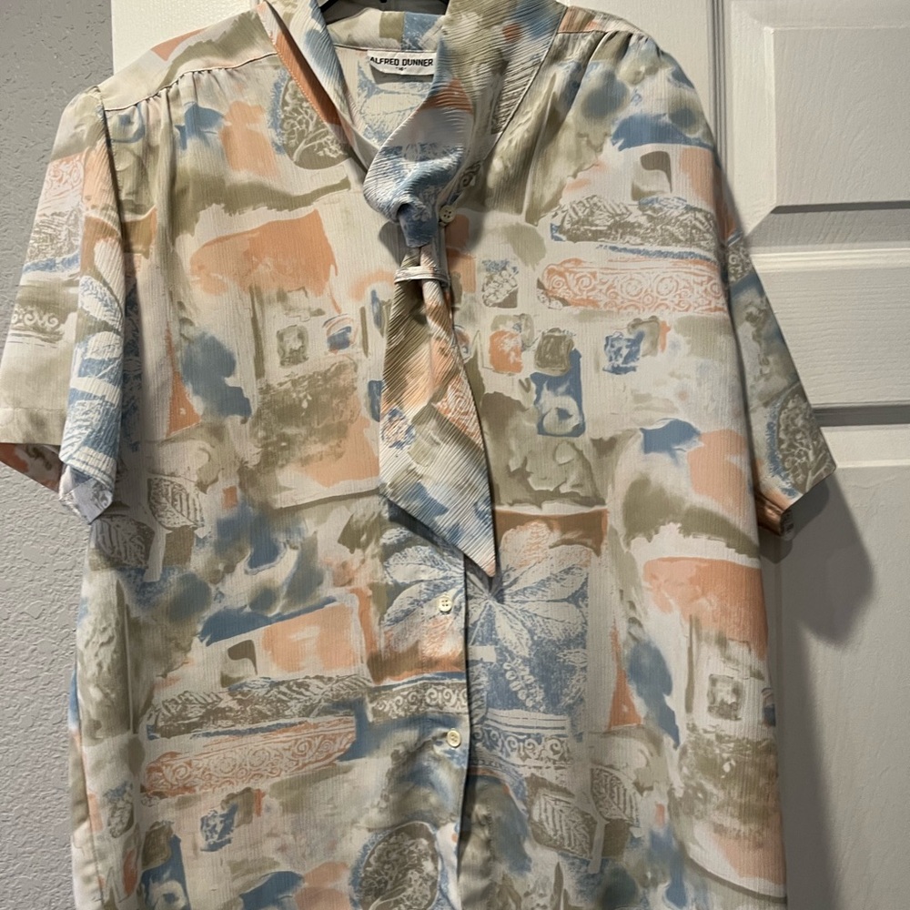 Alfred Dunner Womens Button Up Top Plus Size 16 Short Sleeve Shirt